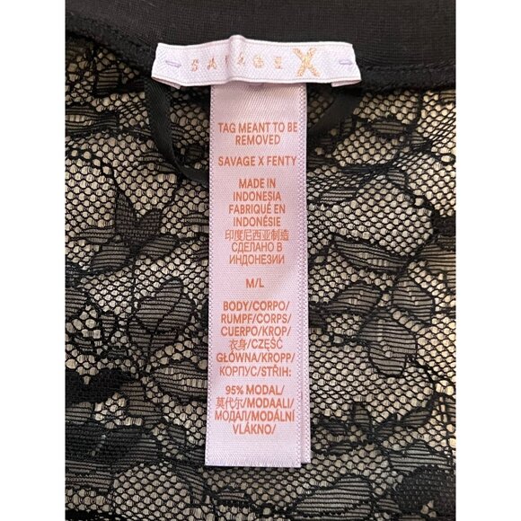 Savage X Fenty S/M Robe Exclusive CLF Racerback Long Sleeve Robe Caviar Black - Picture 4 of 16